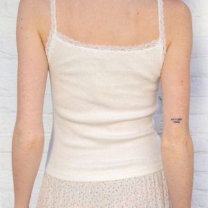 White Lace Cotton Cami Top - Y2K Clothing