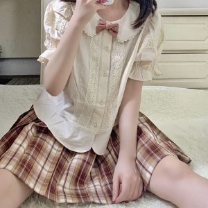 White Lolita Blouse - Y2K Summer Fashion