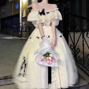 White Puff Sleeve Lolita Dress - Y2K Clothing