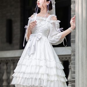 White Sleeveless Y2K Princess Lolita Dress