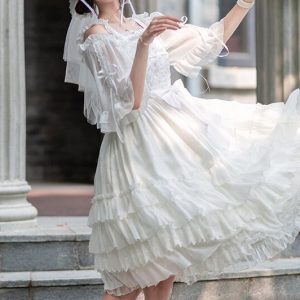 White Sleeveless Y2K Princess Lolita Dress