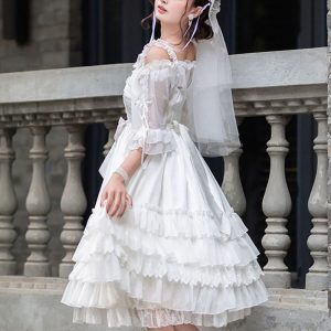 White Sleeveless Y2K Princess Lolita Dress