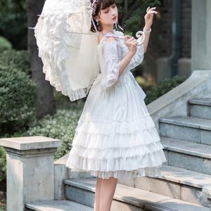 White Sleeveless Y2K Princess Lolita Dress