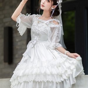 White Sleeveless Y2K Princess Lolita Dress