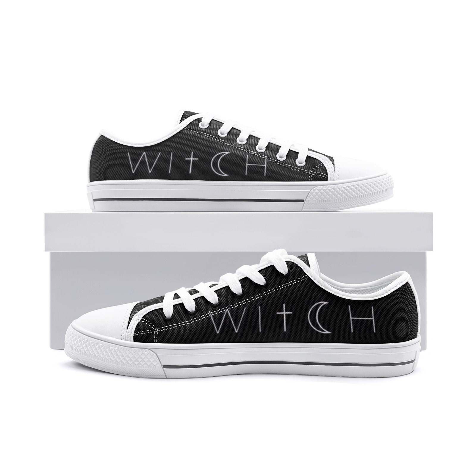 Witch Wicca Sun Moon Stars Zodiac Canvas Shoes