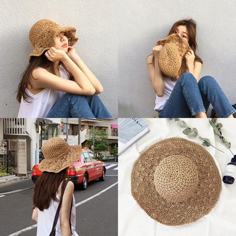 Women's Foldable Sunshade Beach Hat - Y2K Clothing