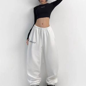 Women's Gray Jogging Sweatpants - Y2K Harajuku Streetwear