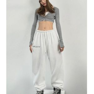 Women's Gray Jogging Sweatpants - Y2K Harajuku Streetwear