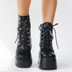 Women's Handmade Metal Punk Rock Platform Boots