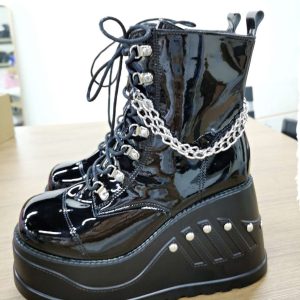 Women's Handmade Metal Punk Rock Platform Boots