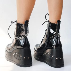 Women's Handmade Metal Punk Rock Platform Boots