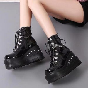 Women's Handmade Metal Punk Rock Platform Boots