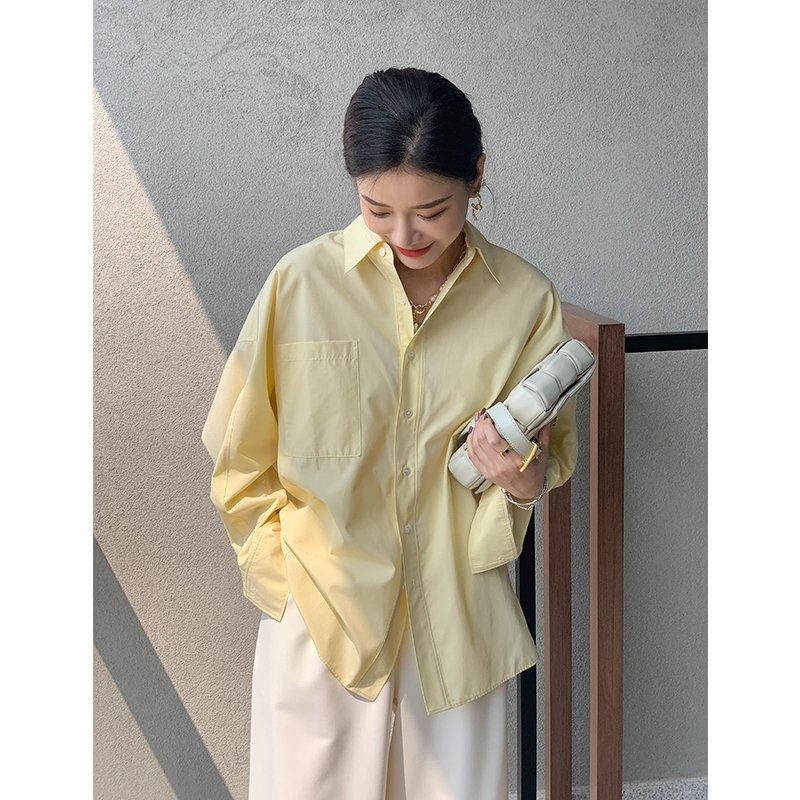 Women's Long-Sleeved Yellow Shirt - Elegant Office Casual