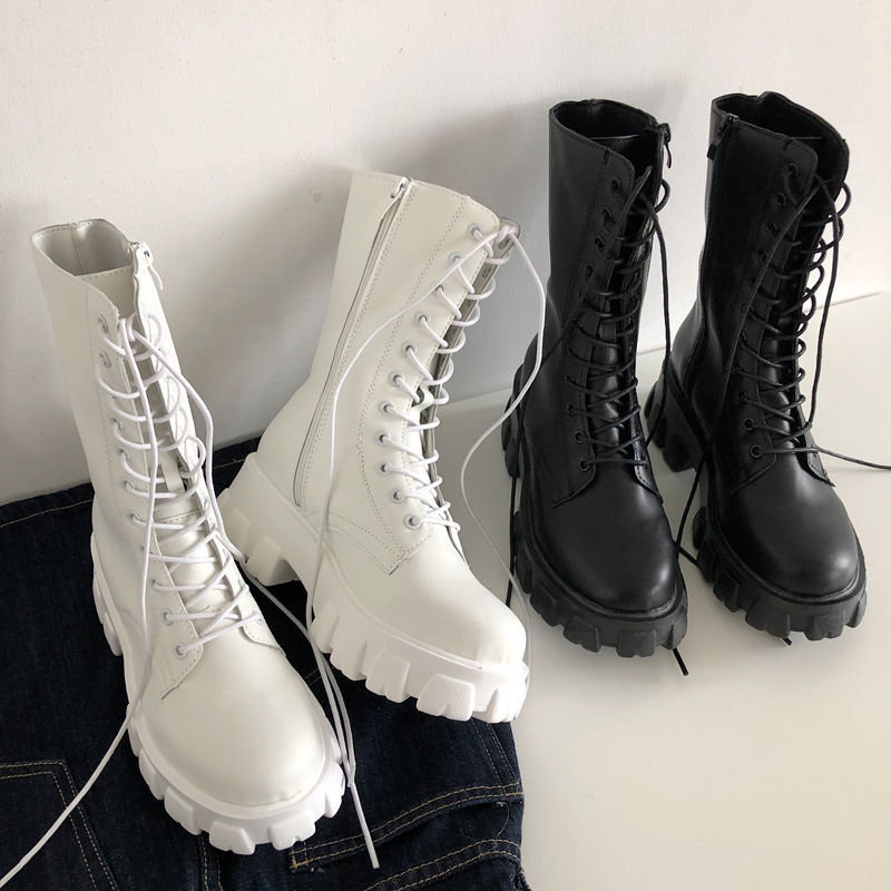 Women's Y2K Lace-up Mid Calf Boots for Autumn/Winter