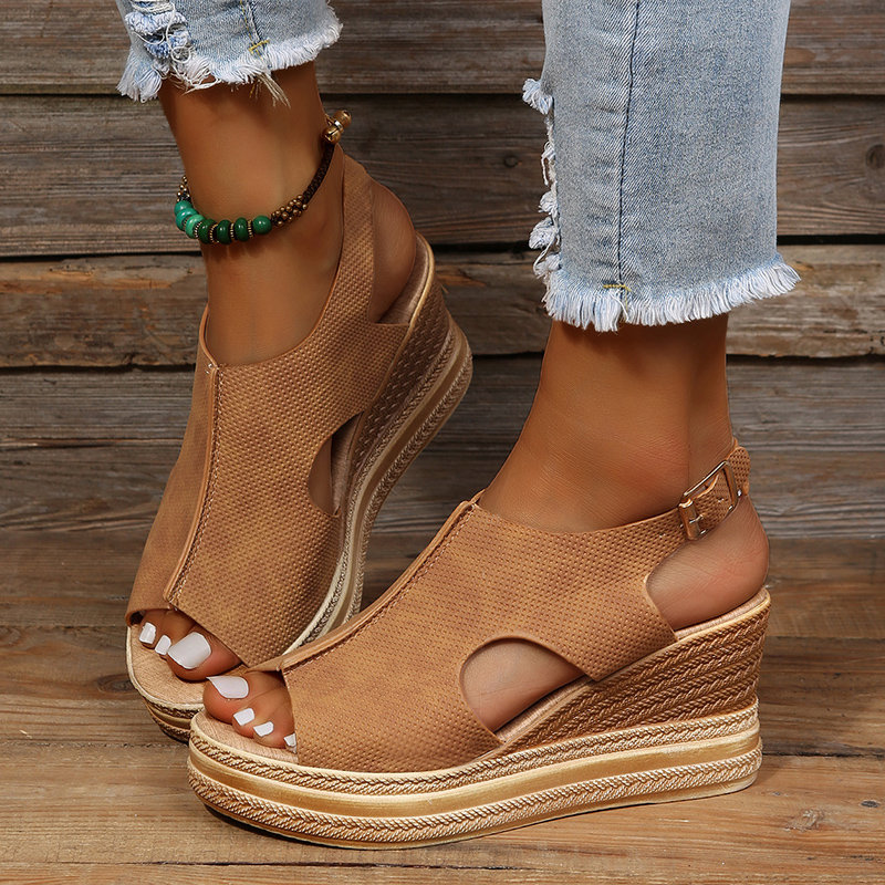 Women Plus Size Wedge High Heels Sandals