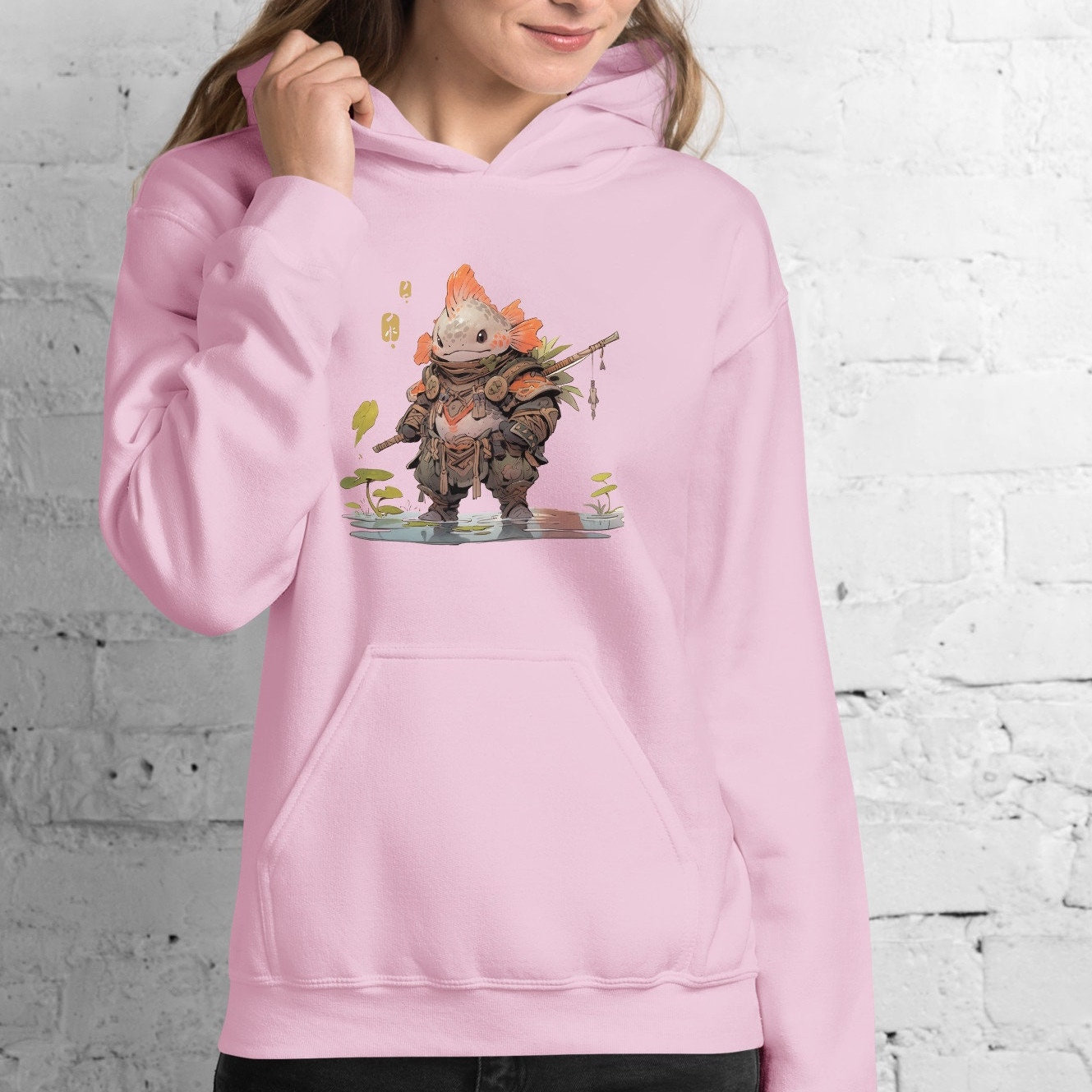 Y2K Anime Axolotl Warrior Hoodie - Trendy Streetwear for Anime Lovers