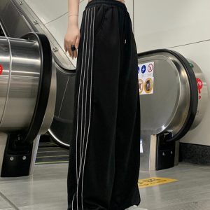 Y2K Baggy Black Track Pants for Women