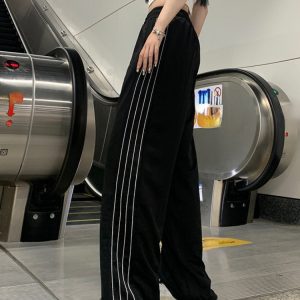 Y2K Baggy Black Track Pants for Women