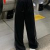 Y2K Baggy Black Track Pants for Women