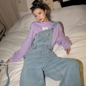 Y2K Baggy Denim Overalls for Cottagecore Fashion