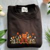 Y2K Bear and Flower Garden Embroidered Sweater