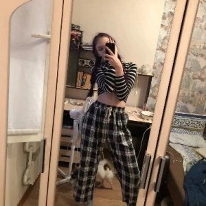 Y2K Black & White Plaid Trousers