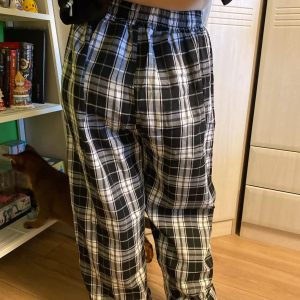 Y2K Black & White Plaid Trousers