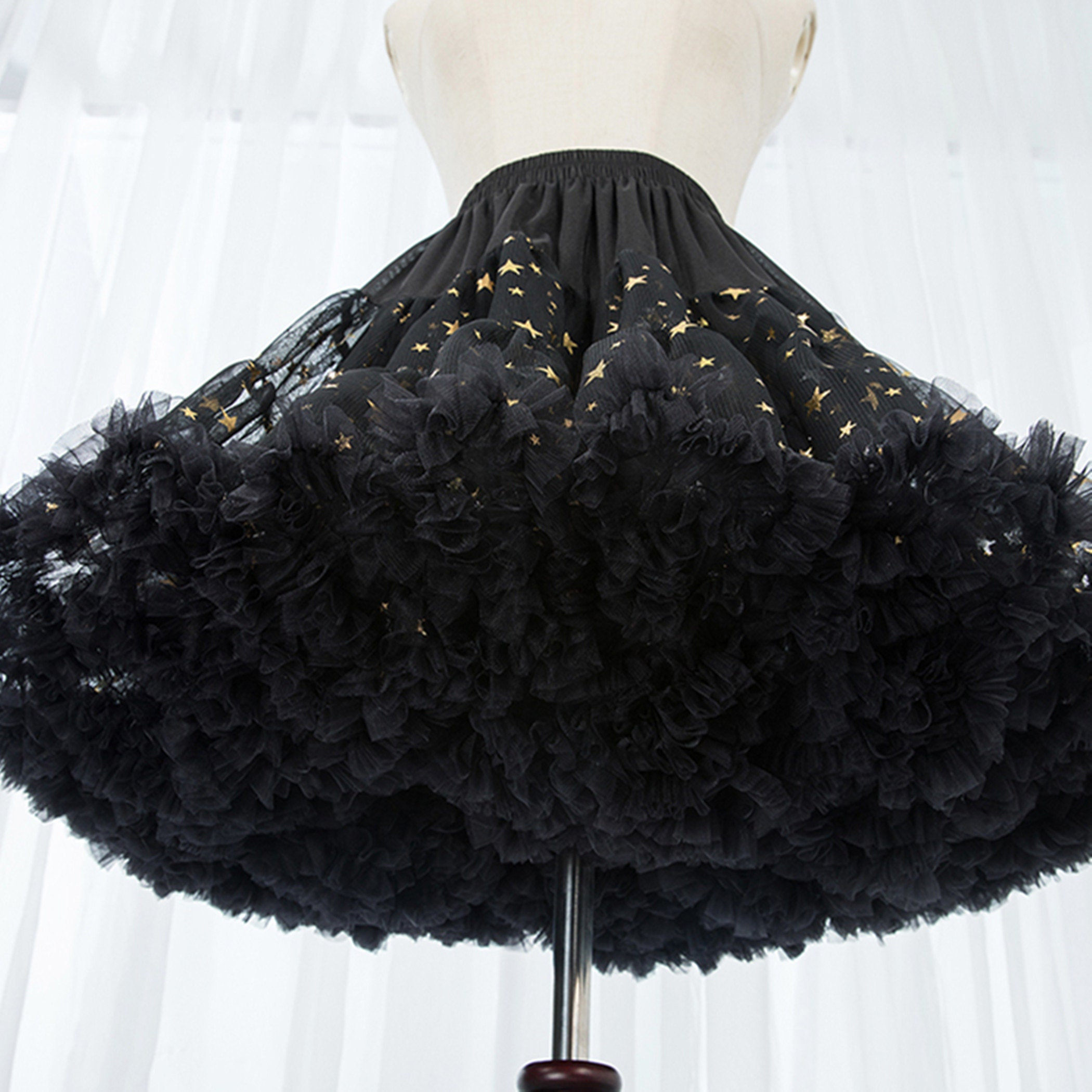 Y2K Black Petticoat - Lolita Fluffy Tutu Skirt