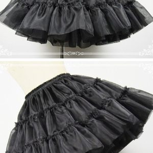 Y2K Black Tulle Lolita Petticoat for Women