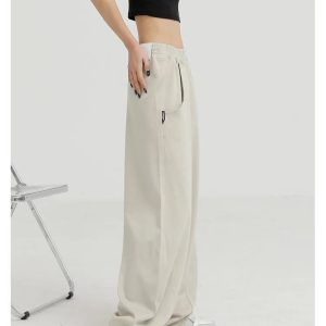 Y2K Black/Beige Wide Leg Sweatpants - DB46