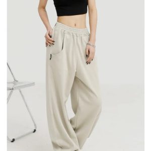 Y2K Black/Beige Wide Leg Sweatpants - DB46