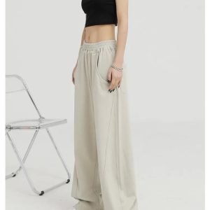 Y2K Black/Beige Wide Leg Sweatpants - DB46