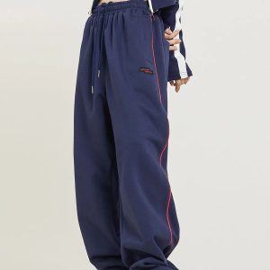 Y2K Black/Blue Striped Baggy Sweatpants