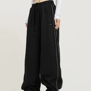 Y2K Black/Blue Striped Baggy Sweatpants