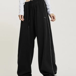 Y2K Black/Blue Striped Baggy Sweatpants