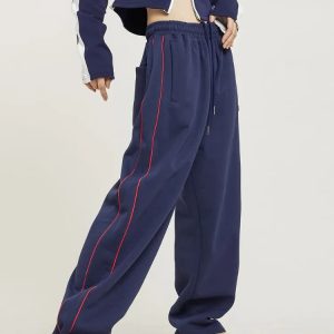 Y2K Black/Blue Striped Baggy Sweatpants