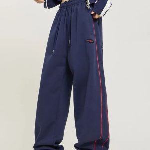 Y2K Black/Blue Striped Baggy Sweatpants