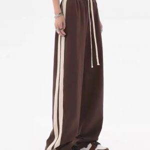 Y2K Black/Brown Striped Wide Leg Sweatpants