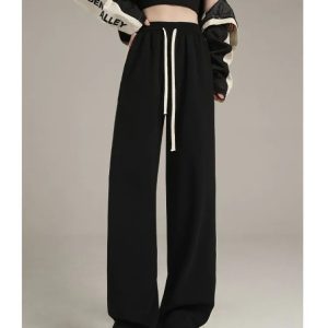 Y2K Black/Brown Striped Wide Leg Sweatpants