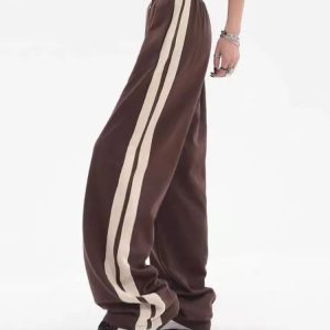 Y2K Black/Brown Striped Wide Leg Sweatpants