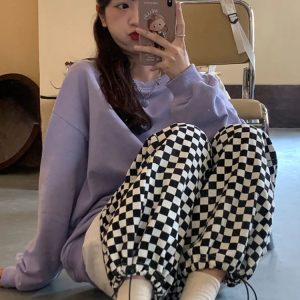 Y2K Black/Pink Checkerboard Sweatpants