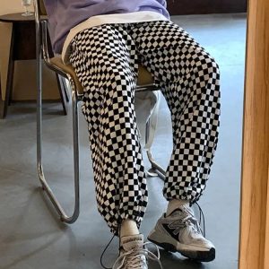 Y2K Black/Pink Checkerboard Sweatpants