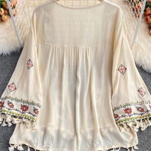 Y2K Bohemian Embroidered Tassel Chiffon Cardigan