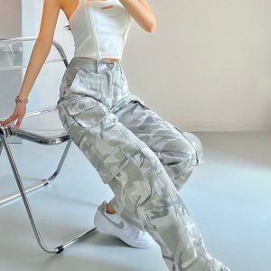 Y2K Camouflage Cargo Pants for Women - Streetwear Fashion