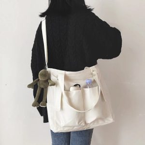 Y2K Canvas Crossbody Messenger Bag - Trendy Vintage Style for Everyday Use