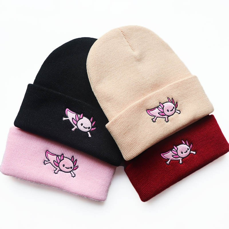 Y2K Cartoon Axolotl Beanie Hat