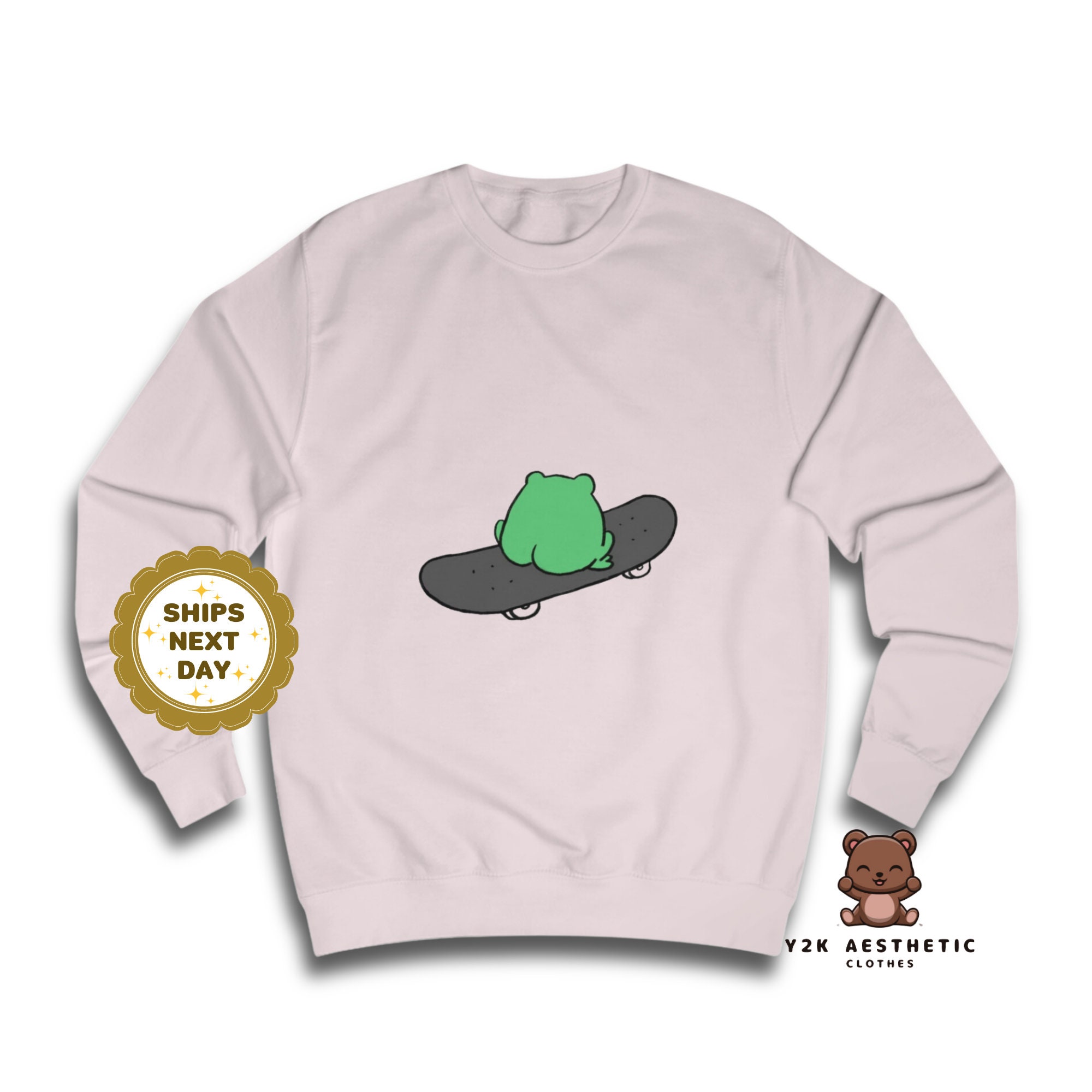 Y2K Cartoon Frog Sweatshirt - Unisex Long Sleeve Crewneck