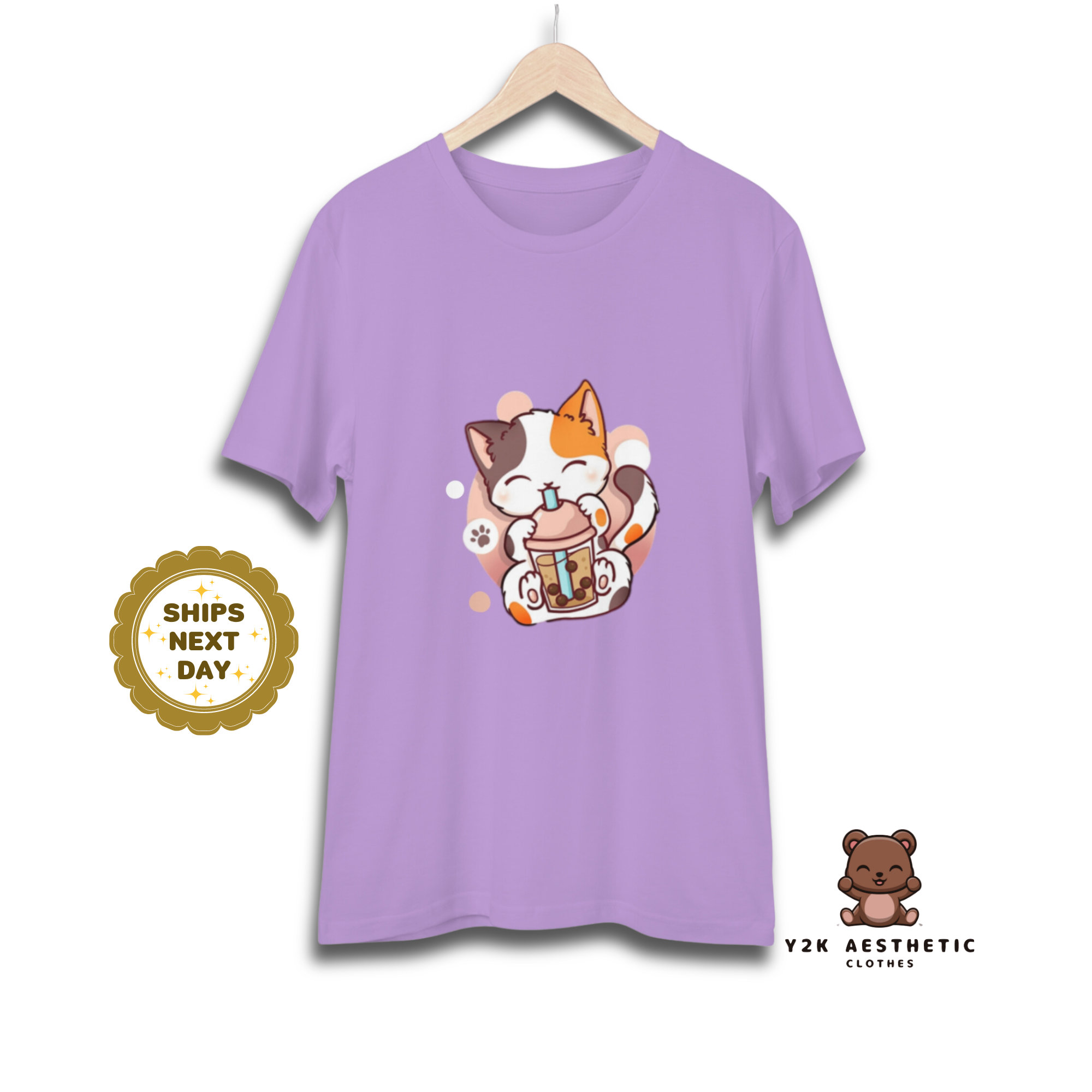 Y2K Cat Shirt Plus Size Graphic Top Kawaii Aesthetic Unisex Crew Neck Tee