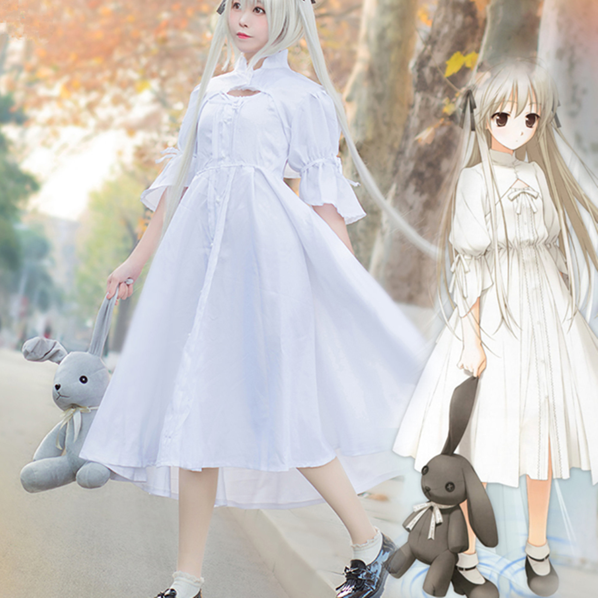 Y2K Cat Teacher Cosplay White Dress Adult Costume Set