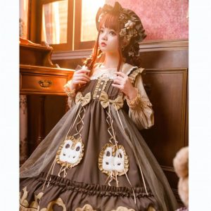 Y2K Chocolate Bunny Lolita Dress